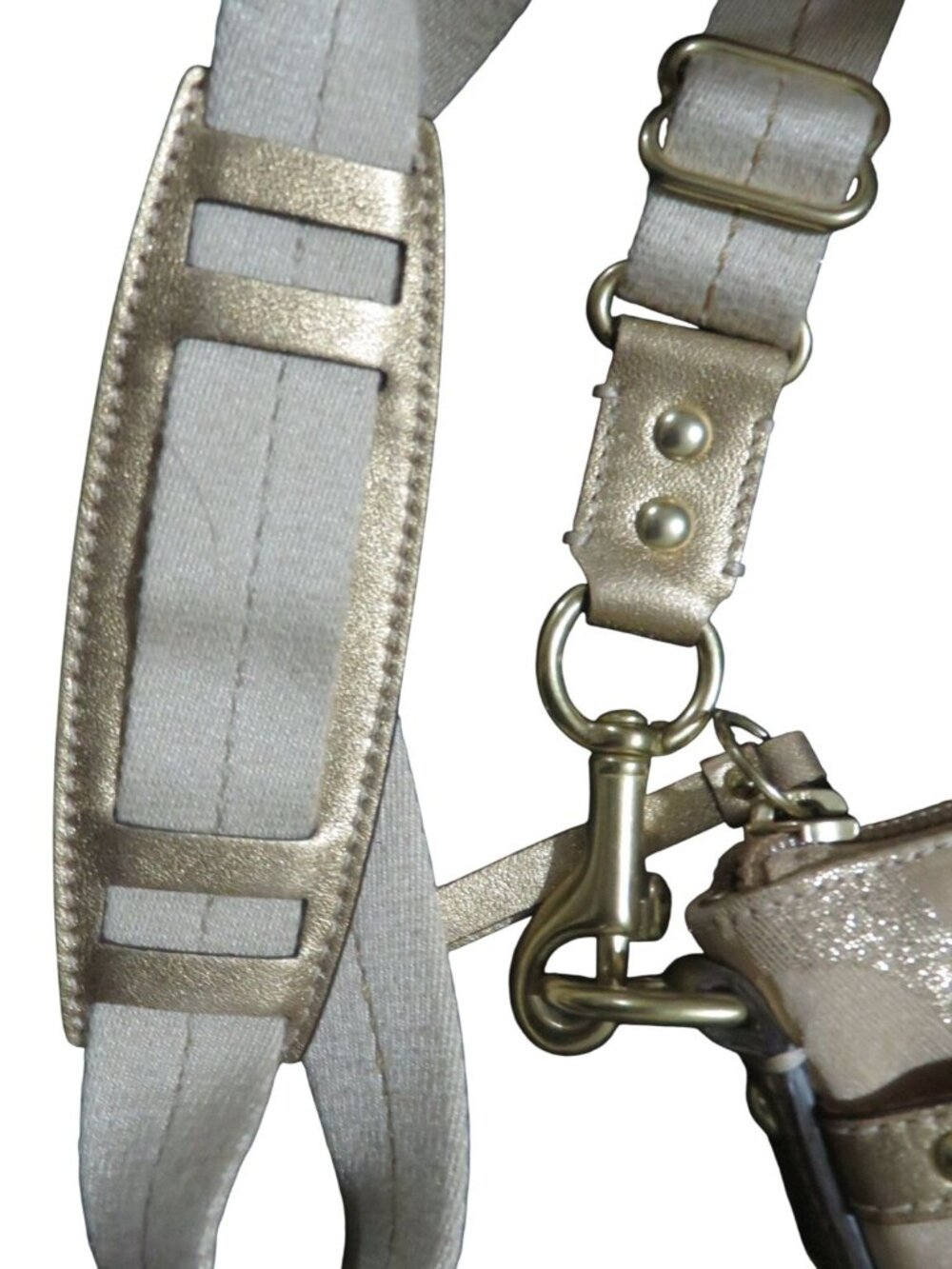 Coach 2008 Cursive Creed Shimmer Gold Studs Swingpack Crossbody Limited Edition - Picture 7 of 13